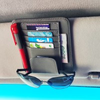 Органайзер «SMALL» на солнцезащитный козырек автомобиля для документов, очков, визитных, банковских карт (серый, 155*125 мм.)