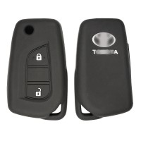 Чехол на ключ силиконовый для Toyota Corolla, Vios, Levin, Yaris (2 кнопки, чёрный)