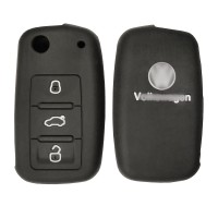 Чехол на ключ силиконовый для Volkswagen Touareg, Tiguan, Touran, Passat, Golf, Polo, Satigar, Lavida (чёрный)