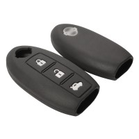 Чехол на ключ силиконовый для Nissan Teana, X-Trail, Livina, Tiida, Versa, Qashqai (3 кнопки, чёрный)