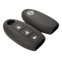 Чехол на ключ силиконовый для Nissan Teana, X-Trail, Livina, Tiida, Versa, Qashqai (3 кнопки, чёрный)