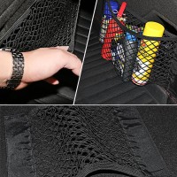 Сетка в багажник автомобиля на липучке, багажный карман (чёрная, 25*50 см)