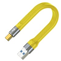 Кабель короткий сверхскоростной USB A — TYPE-C «belais» (10 Gbps, 100W, USB 3.2, 13 см, жёлтый)