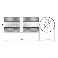 Резонатор «belais» круглый Ø100 мм, c камерой длина 550 мм, труба Ø63 мм (нержавеющая сталь)