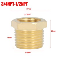 Переходник латунный 3/4 NPT (папа) - 1/2 NPT (мама)