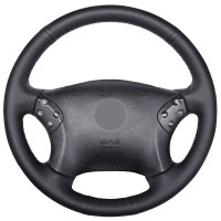 Оплетка на руль из «Premium» экокожи Mercedes-Benz W203, C-Class 2001-2007 г.в. (для руля без штатной кожи, черная)