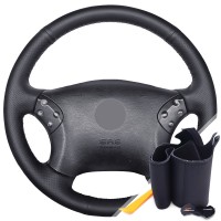 Оплетка на руль из «Premium» экокожи Mercedes-Benz W203, C-Class 2001-2007 г.в. (для руля без штатной кожи, черная)