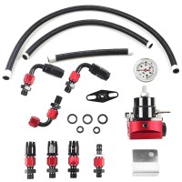 Регулятор давления топлива FPR Kit Gas с манометром и фитингами AN6 (красный)