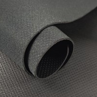 🔴 Каучуковый материал (черный C137 Volkswagen, ширина 1,4 м., толщина 2 мм.) псевдоперфорация БРАК полосы (#23574, -50%) #831