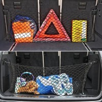 Сетка-карман в багажник автомобиля с карабинами (чёрная, 25*80 см)