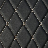 🔴 Экокожа стёганая «intipi» Diamond (чёрный/бежевый, ширина 1.35 м, толщина 5.85 мм) (#15082, -40%) #958