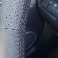 Оплетка на руль из натуральной кожи Mazda RX-8 I 2003-2009 г.в. (для замены штатной кожи, черная)
