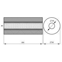 Резонатор «belais» круглый Ø95 мм, длина 350 мм, труба Ø55 мм (нержавеющая сталь)
