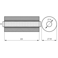 Резонатор «belais» круглый Ø120 мм, с отводами длина 400 мм, труба Ø76 мм (нержавеющая сталь)