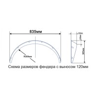 Фендеры универсальные с выносом 120 мм (шагрень)