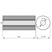 Резонатор «belais» круглый Ø100 мм, длина 350 мм, труба Ø76 мм (нержавеющая сталь)