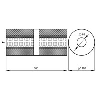 Резонатор «belais» круглый Ø100 мм, c камерой длина 300 мм, труба Ø63 мм (нержавеющая сталь)