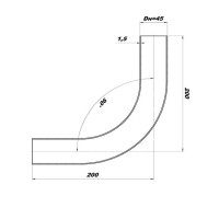 Труба гнутая Ø45, угол 90° (алюминизированная сталь)