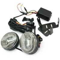 Фары светодиодные противотуманные 17W 6000K+ходовые огни 5W 90*43*90 мм 12/24V (Toyota,Ford,Nissan)