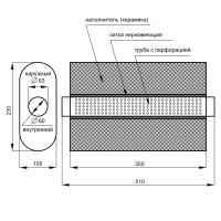 Глушитель «Belais» прямоточный, вход Ø60 мм - выход Ø60 мм, овал 105*230 мм, длина 510 мм (нержавеющая сталь)