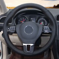 Оплетка на руль из «Premium» экокожи Volkswagen Passat CC 2008-2011 г.в. (для руля без подрулевых лепестков, черная)