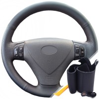 Оплетка на руль из «Premium» экокожи Hyundai Accent 2006-2010 г.в. (для руля без штатной кожи, черная)