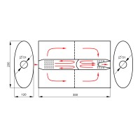 Глушитель «belais» тихий, вход Ø51 мм - выход Ø51 мм, овал 120*200 мм, длина 350 мм (нержавеющая сталь)