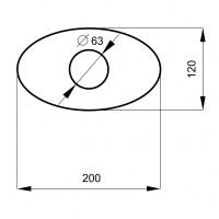 Донце глушителя овальное ⬭ 120*200 мм, отверстие Ø63 мм (сталь)