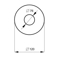 Донце глушителя круглое Ø120 мм, отверстие Ø76 мм (сталь)