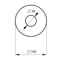 Донце глушителя круглое Ø140 мм, отверстие Ø76 мм (сталь)