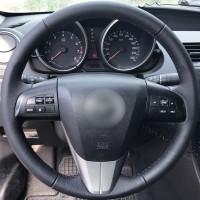 Оплетка на руль из натуральной кожи Mazda CX-7 2009-2012 г.в. (для замены штатной кожи, черная)