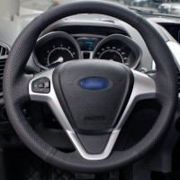 Оплетка на руль из «Premium» экокожи Ford Ecosport 2014-2017 г.в. (для руля без штатной кожи с накладкой, черная)