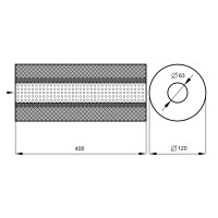 Резонатор «belais» круглый Ø120 мм, длина 400 мм, труба Ø63 мм (нержавеющая сталь)